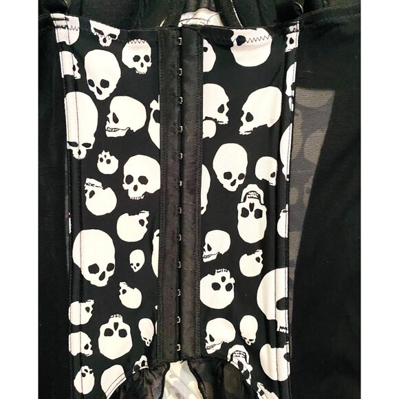 Women's Black and White Skull Corset 36 Small - Picture 7 of 10